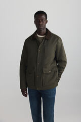 Springfield Parka curta gola de bombazina bege