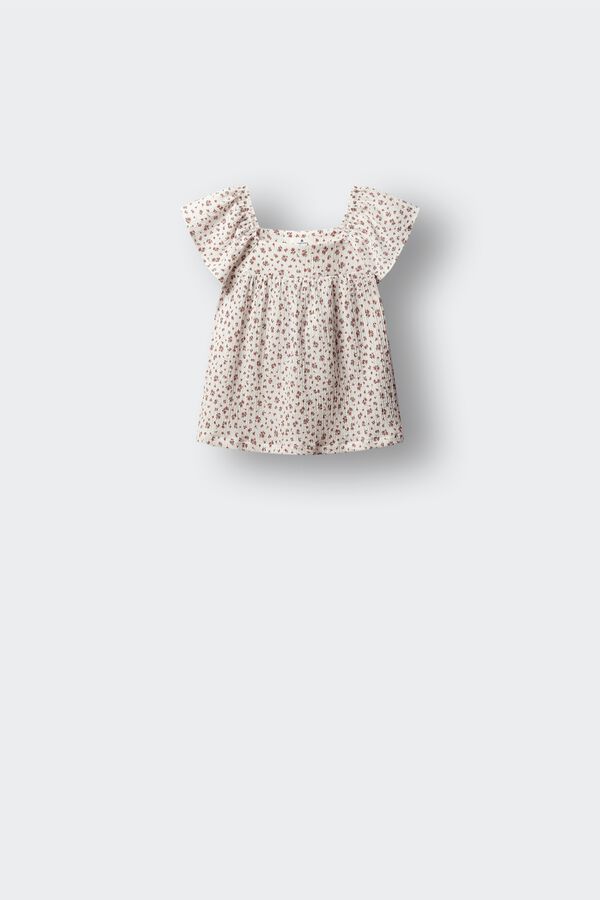 Springfield Kids Blusa de manga curta com flores para menina bege