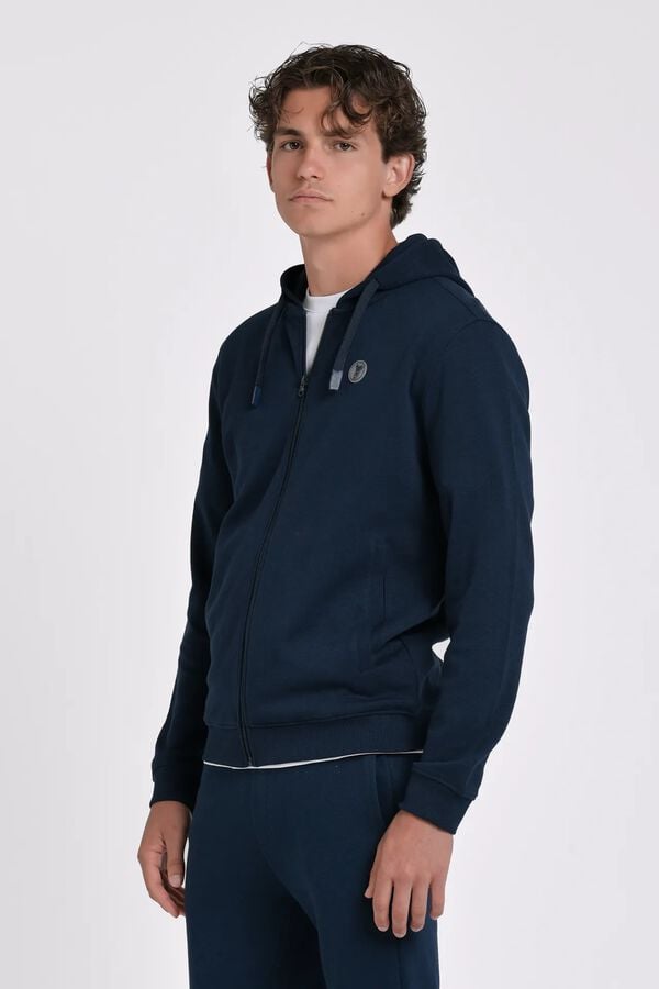 JVZ Sweatshirt com capuz e fecho-&eacute;clair azul