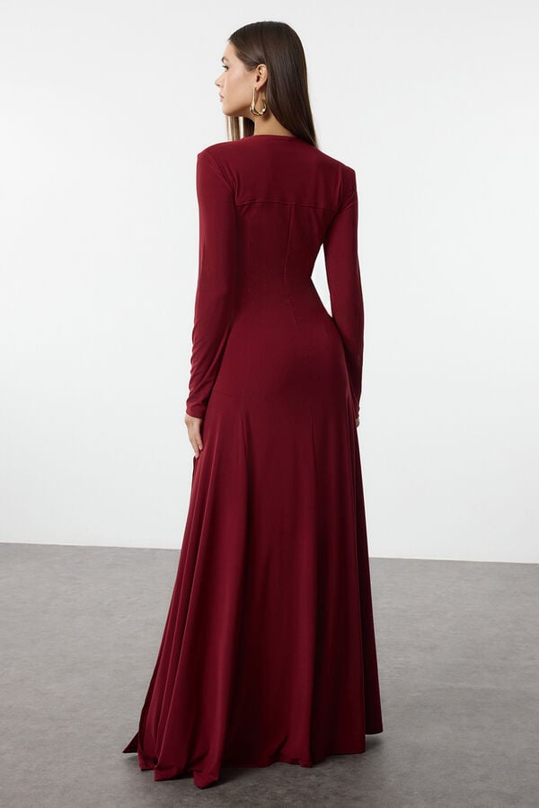 Trendyol Vestido longo com decote em V estampado