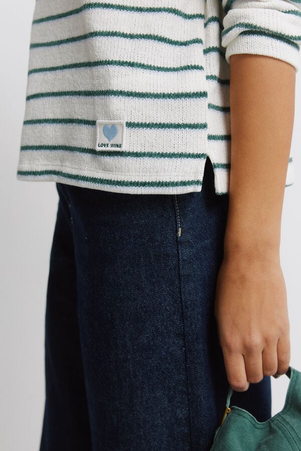 Springfield T-shirt de riscas bege