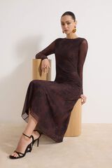 Trendyol Vestido comprido estampado cru