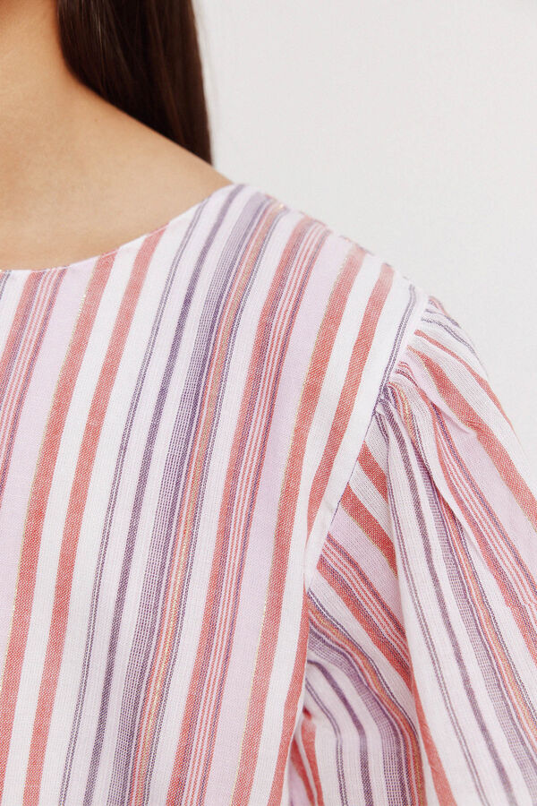 Springfield Kids Blusa manga curta &agrave;s riscas de lurex menina rosa