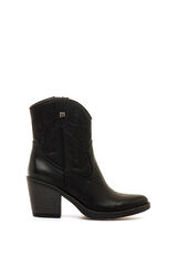 MTNG Botins cowboy com bordados e salto largo preto