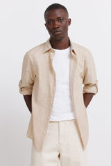 Springfield Camisa em algod&atilde;o slub castanho