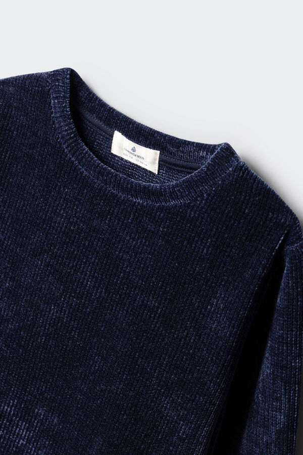 Springfield Kids Camisola bimaterial de chenille para menina azul