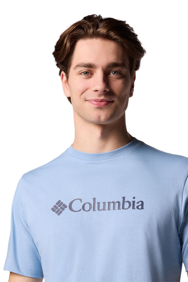 Columbia Camiseta masculina de manga curta de algod&atilde;o org&acirc;nico Basic Logo&trade; da para homem azul