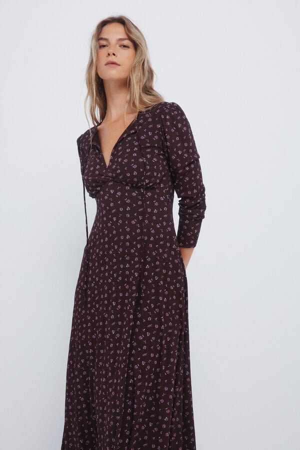 Springfield Vestido midi floral castanho