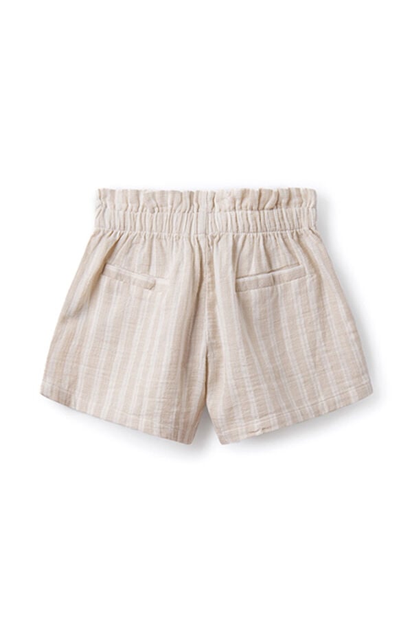 Springfield Girl's striped linen shorts camel