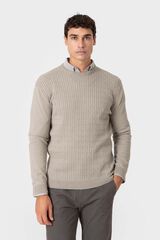 Celopman Camisola de malha com gola caixa bege