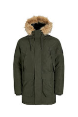 Jack & Jones Parka longa acolchoada com capuz de pele verde