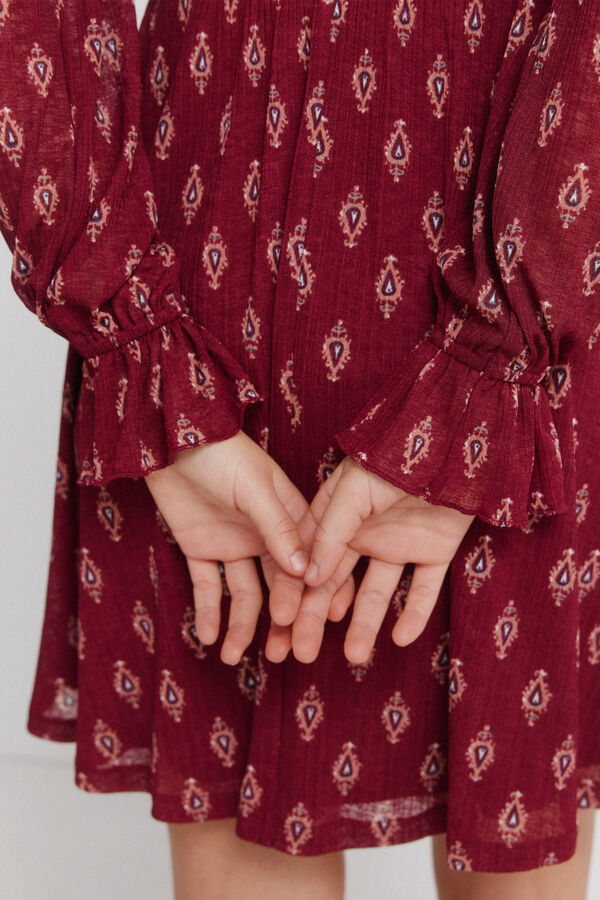 Springfield Vestido curto estampado com folhos estampado