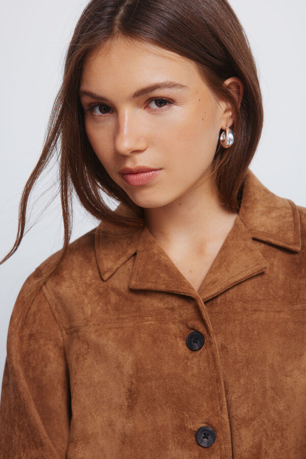 Springfield Casaco curta de camur&ccedil;a com bot&otilde;es cru