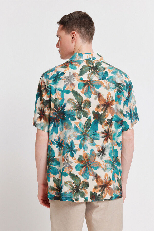 Springfield Camisa manga corta estampado floral beige