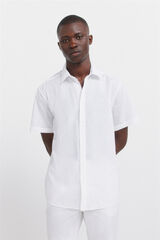 Springfield Camisa de manga curta em linho branco