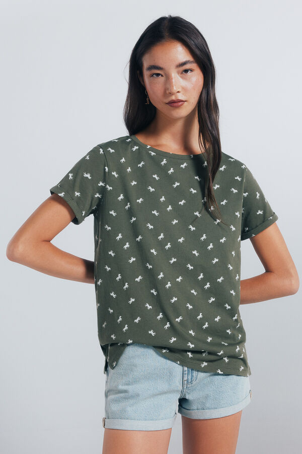 Springfield Camiseta com pequenos motivos verde