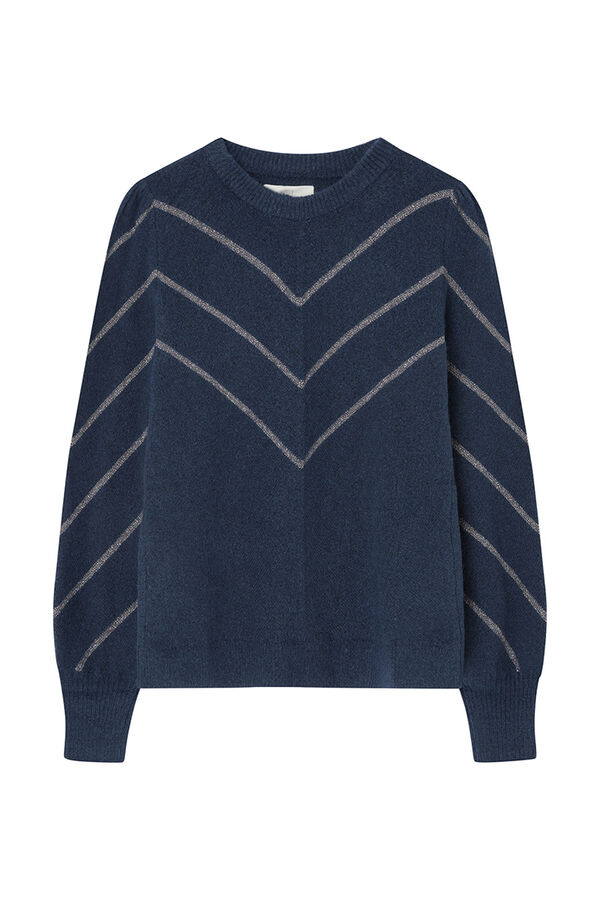 Springfield Lurex chevron sweater navy mix