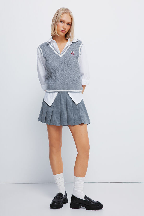 Springfield Malha de colete bordado cereja cinzento