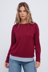 Springfield T-shirt combinada com botões nos ombros vermelho