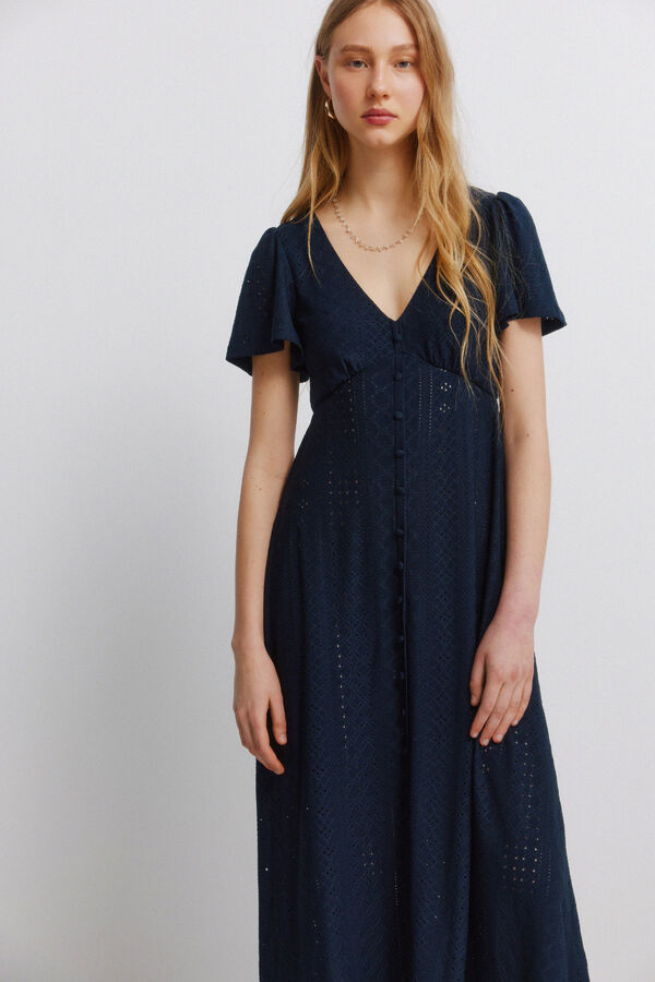 Springfield Vestido midi bordado su&iacute;&ccedil;o azul
