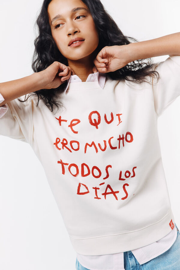 Springfield Sweatshirt "Te quiero mucho todos los d&iacute;as" bege