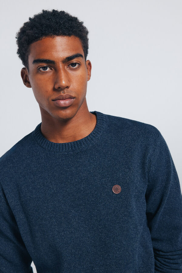 Springfield Camisola liso de fantasia torcida azul