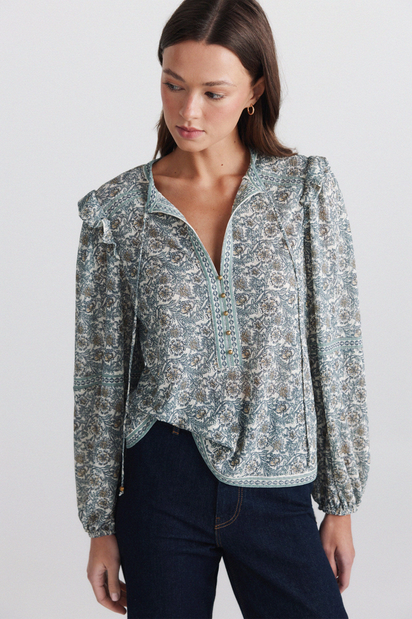 Springfield Blusa estampada com folhos