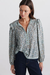 Springfield Blusa estampada com folhos branco