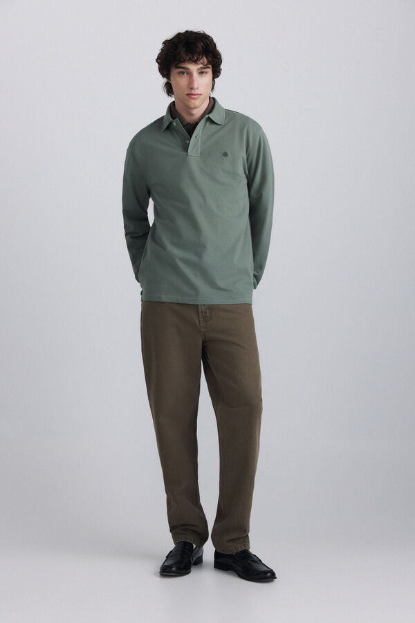Springfield Polo piqu&eacute; manga comprida regular fit verde