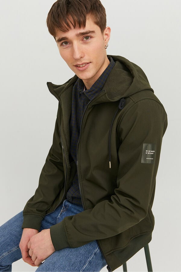 Jack & Jones Jaqueta softshell com capuz. verde