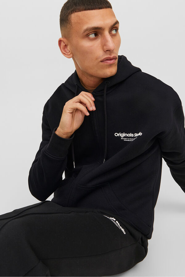 Jack & Jones Sweatshirt descontra&iacute;da com fecho-&eacute;clair preto