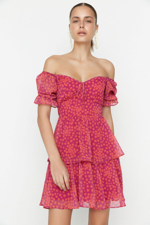 Trendyol Vestido mini com decote rosa