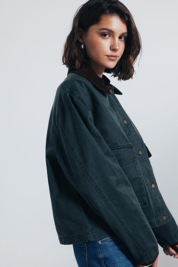 Springfield Casaco curto encerado Caqui escuro