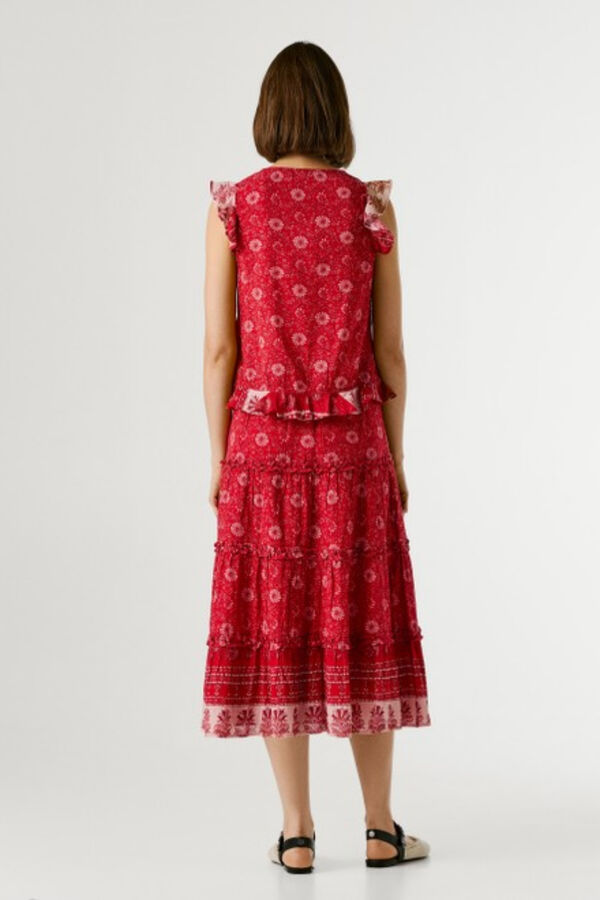 Pepe Jeans Top sem mangas com folhos vermelho