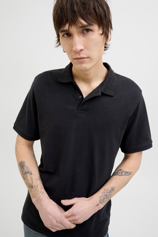 Jack & Jones Jersey-knit regular fit polo shirt black