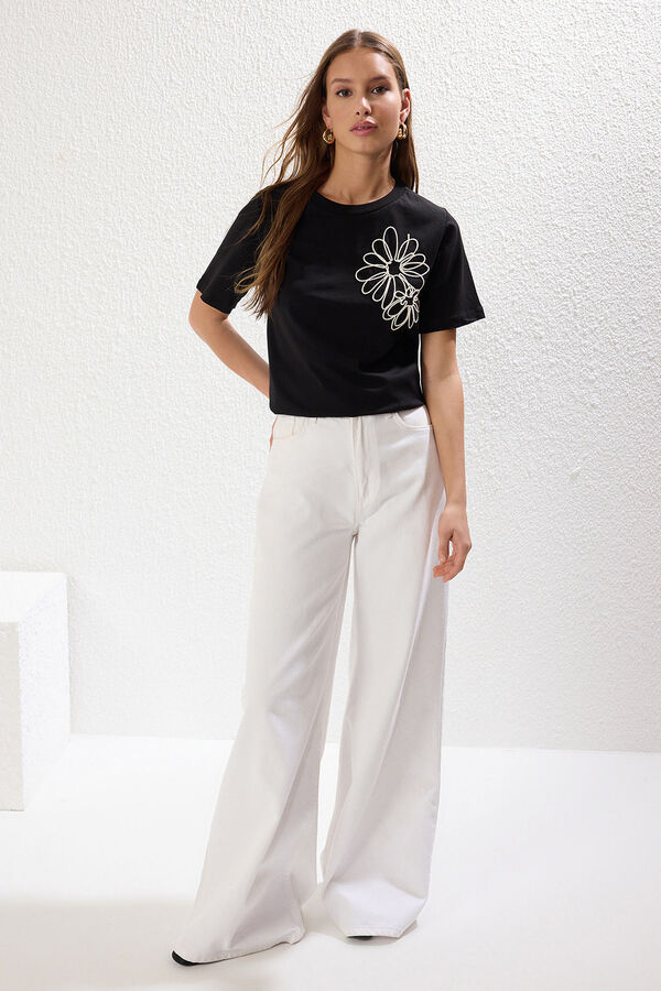 Trendyol T-shirt de manga curta estampada preto