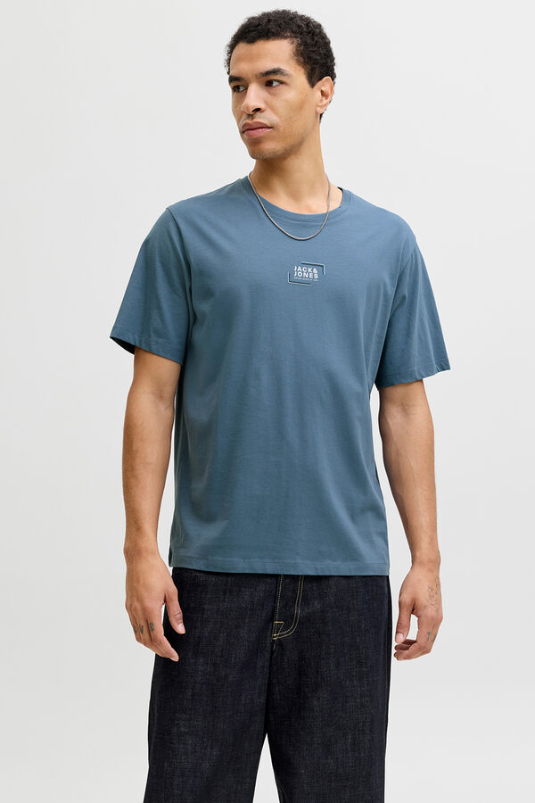 Jack & Jones T-shirt com logo na frente cinzento