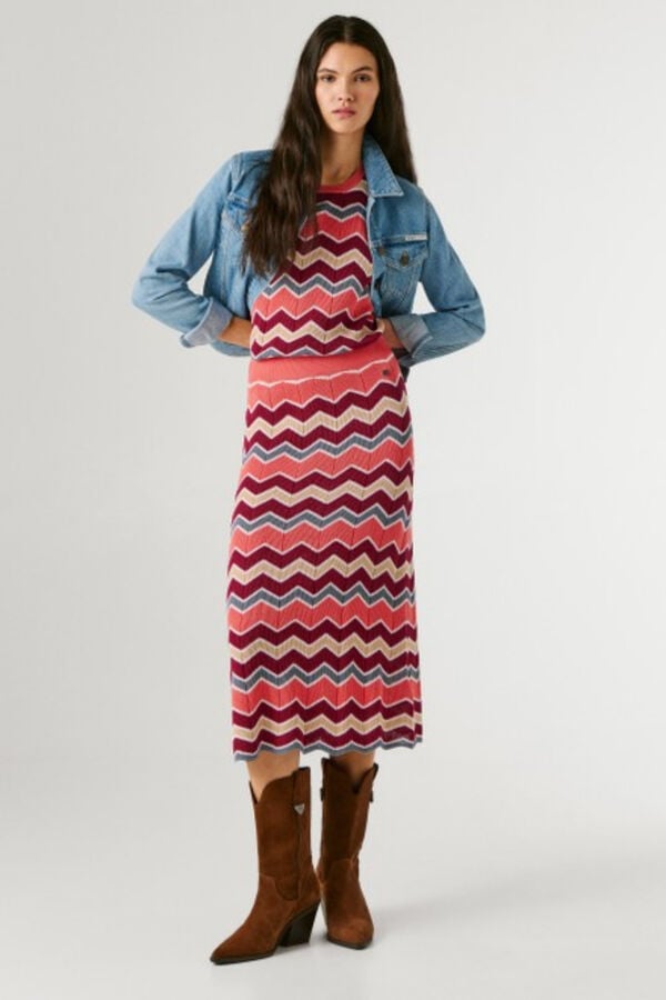 Pepe Jeans Saia comprida de malha vermelho