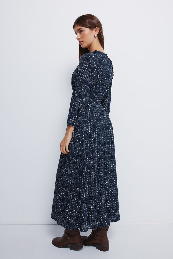 Springfield Vestido midi com cintura elástica azul