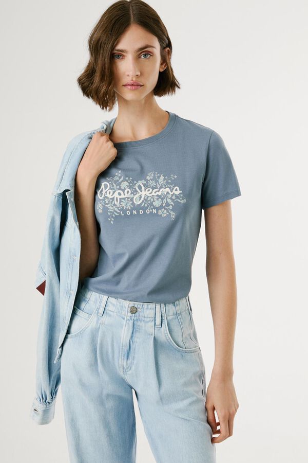 Pepe Jeans Camiseta Logo Floral Estampado azul