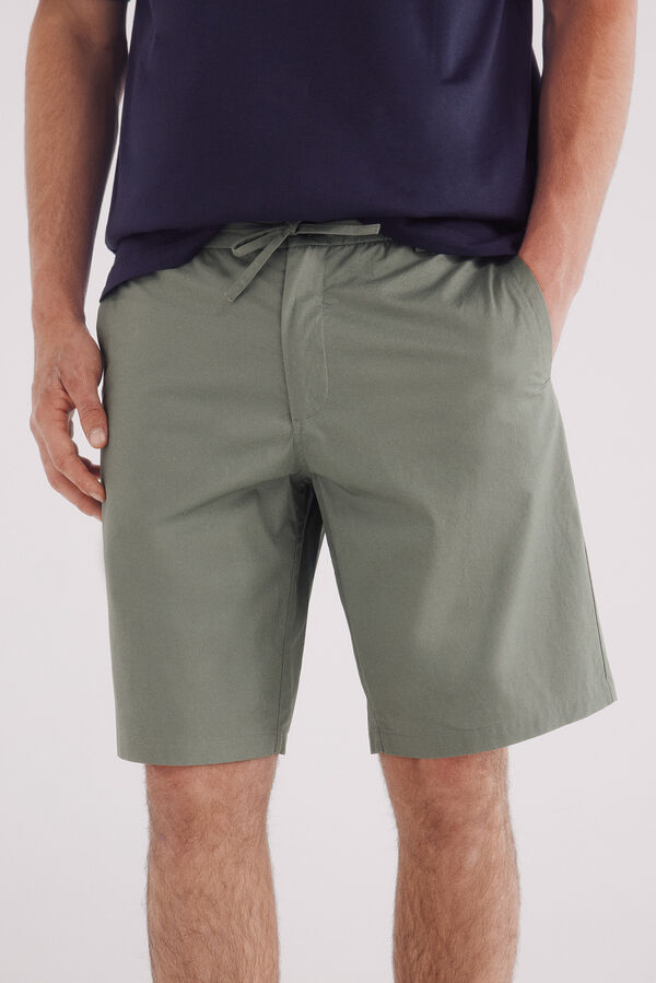 Springfield Bermudas de popelina com ajuste confortável verde