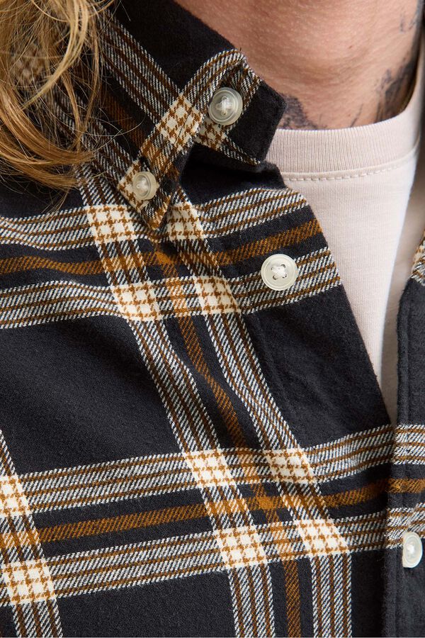 Jack & Jones Camisa xadrez regular fit preto