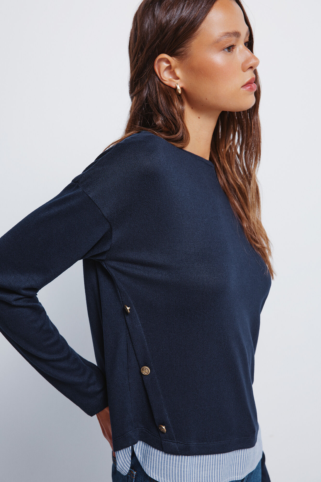 Springfield Camiseta combinada botones lateral