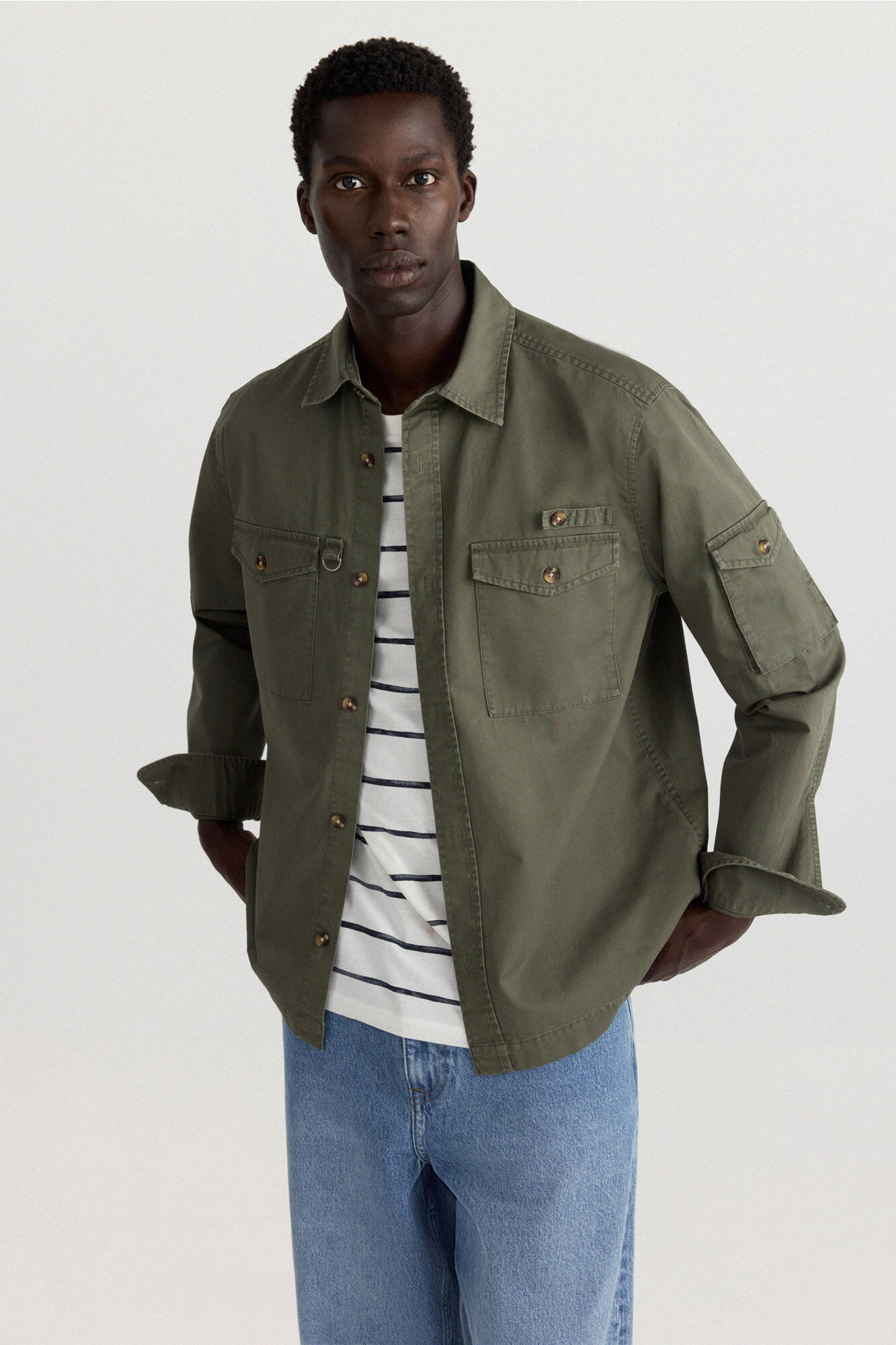 Springfield Sobrecamisa com bolsos lavada