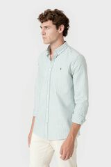 Celopman Camisa Oxford de riscas verde