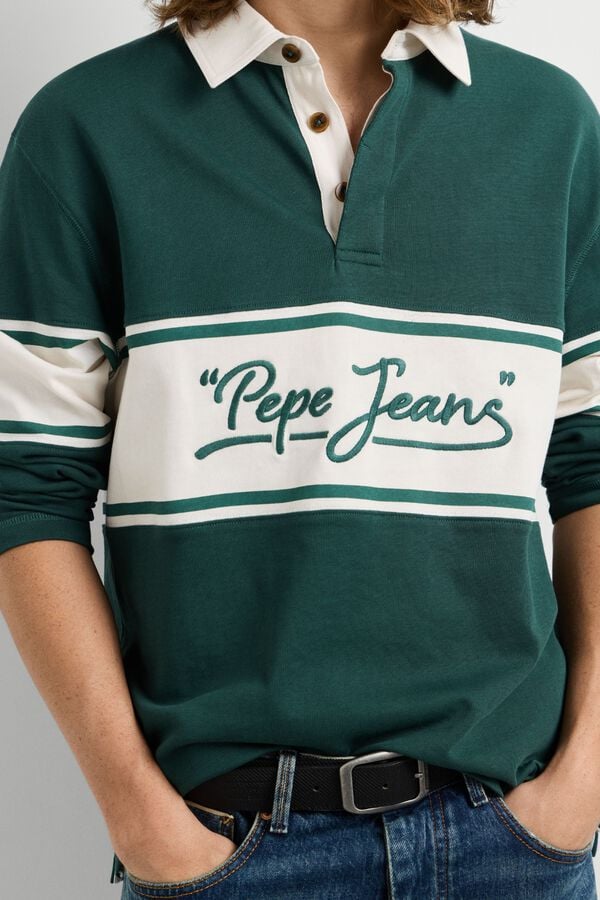 Pepe Jeans Polo de rugby com pain&eacute;is verde