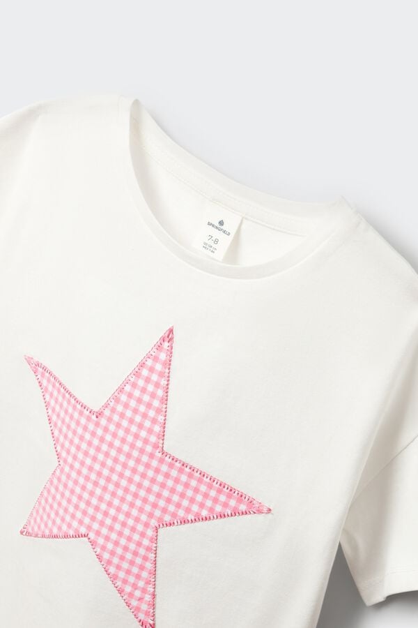 Springfield Kids T-shirt de manga curta estampado vichy menina bege