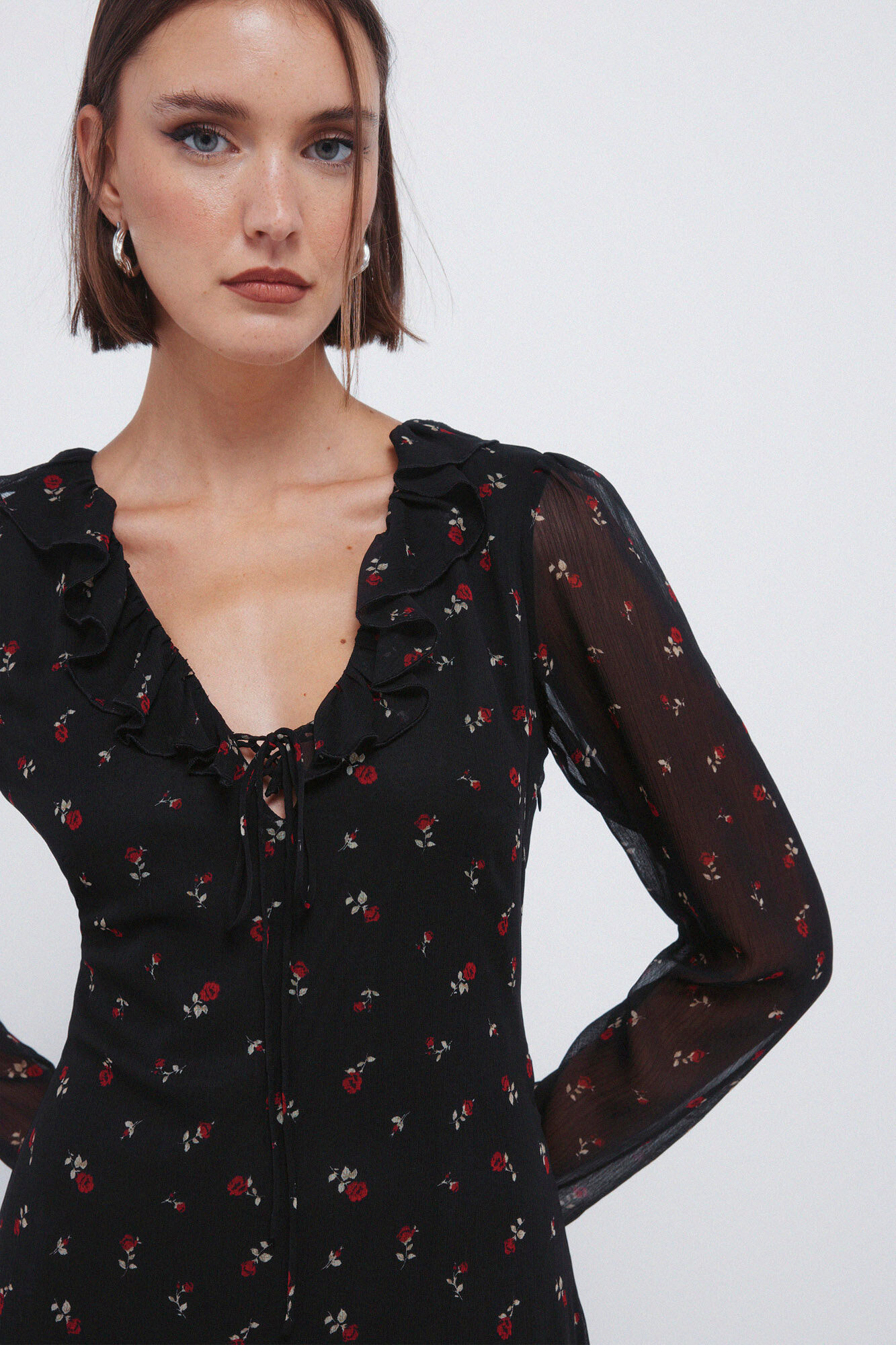 Springfield Vestido midi com decote zigue-zague