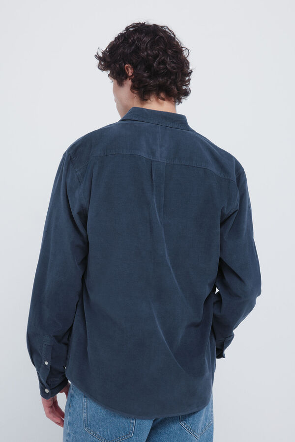 Springfield Camisa micro pana azul