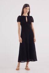 Springfield Vestido midi com decote fenda preto